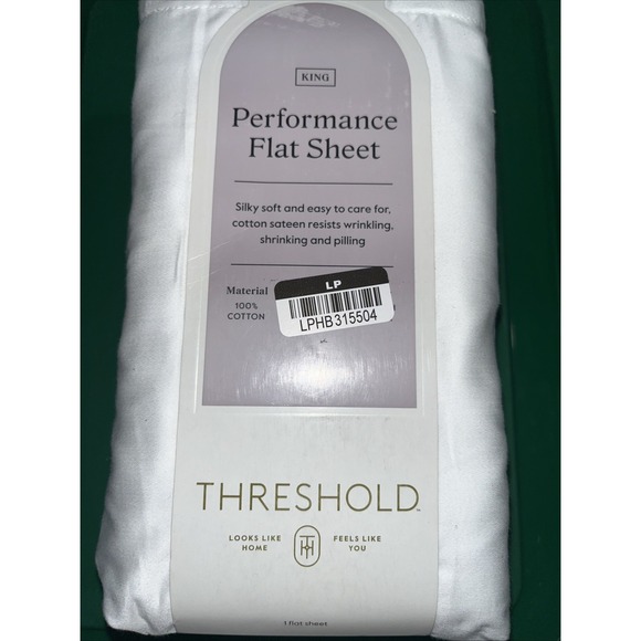 Threshold‎ 400 Thread Count Performance Flat Sheet White King* - Picture 1 of 2